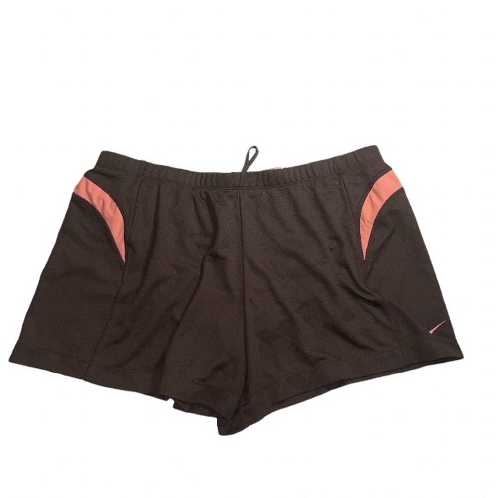 NIKE Dri-fit Brown & Coral Drawstring Waist Running Shorts - Size Large